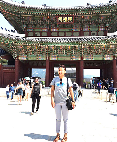 Infront of Gyeongbokgung Palace, in downtown Seoul