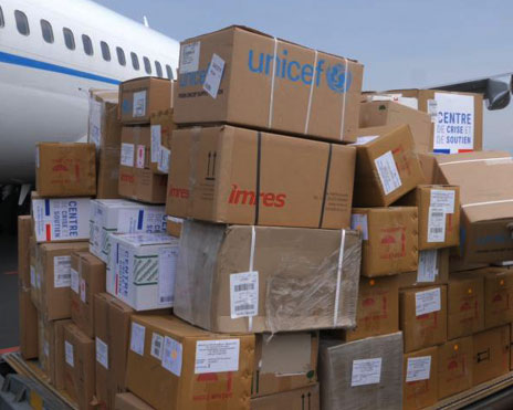 UNICEF sends medical supplies shipment.