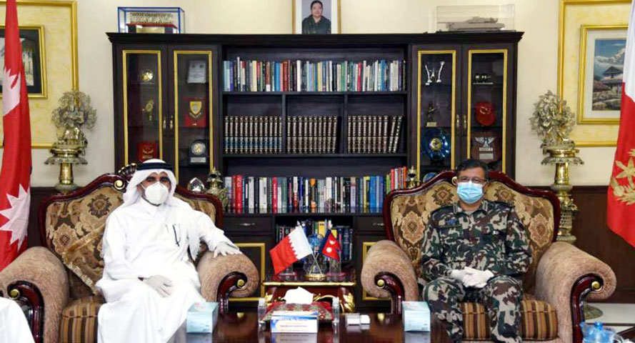 Ambassador of the State of Qatar in Nepal Yousuf Bin Mohammed Al-Hail paying a courtesy call on Chief of Army Staff at the latter's office  in Army Headquarter at Bhadrakali Monday.