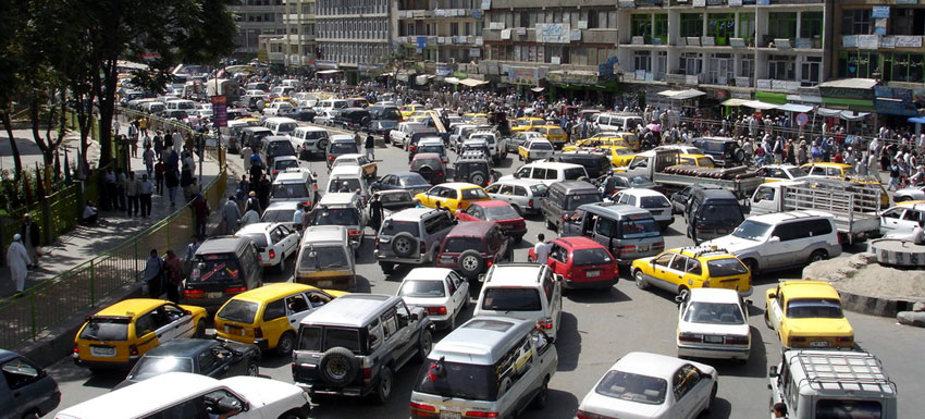 File Photo: Morning traffic in downtown Kabul, the capital of Afghanistan. UNAMA/Nasim Fekrat