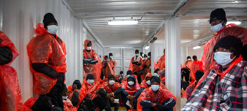 File photo: African migrants are rescued in March 2021 in the Mediterranean Sea which remains one of the world's most dangerous maritime migration routes. SOS Méditerranée/Anthony Jean
