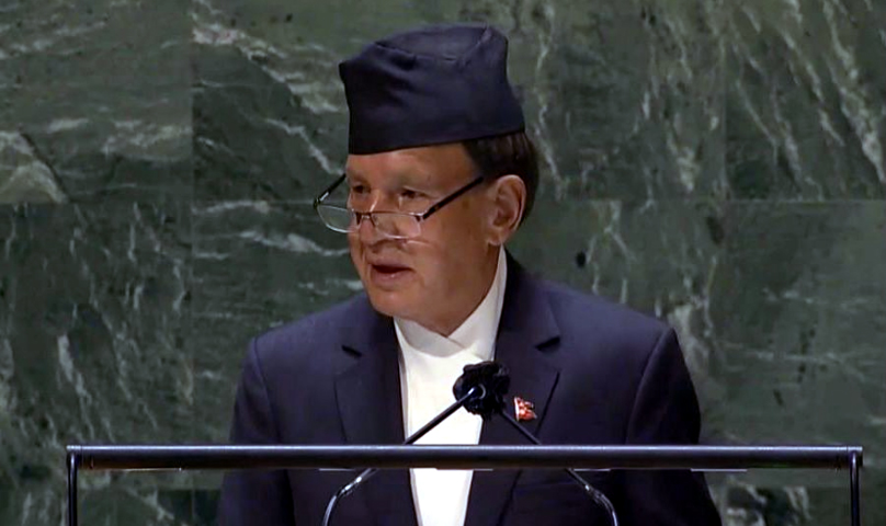 Nepal's Foreign Minister addresses to the UN General Assembly in New York on Monday.