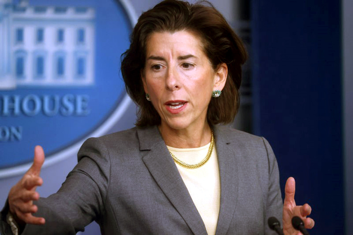 Gina Raimondo, US commerce secretary, speaks during a press briefing held by White House. Photo: Reuters