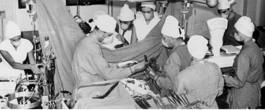 Doctors performing first heart transplant 
 54 years ago. Bettmann via Getty Images