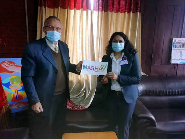 Ambassador of Israel to Nepal Hanan Goder handing over 5,63,000 syringes to the representatives of the Ministry of Health and Population, Government of Nepal amidst a function held Tuesday in capital.

