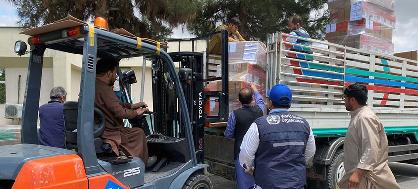 A shipment of 9.8 tonnes and 95 cubic meters of medical supplies are on the way to the earthquake affected areas of Afghanistan. Photo credit UN.
