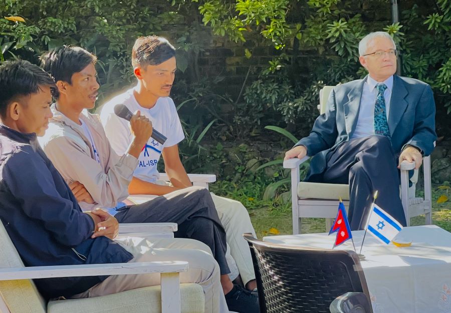 The three Nepalese survivors from the terror attack by the HAMAS in Israel on October 7, 2023 sharing their live stories with the media at a memorial event organized in Kathmandu on Thursday--November 2, 2023. 