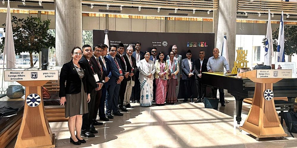 A 14-member Nepali team at the Ministry of Foreign Affairs of Israel in Jerusalem. Photo: Embassy of Israel in Kathmandu.