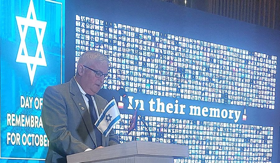 Ambassador of Israel to Nepal H.E. Shmulik Arie Bass speaking at the memorial function organized in the capital Thursday.