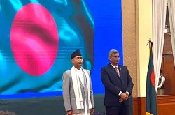 Vice President of Nepal and Bangladesh Ambassador attending the Grand National Day Reception Function. Embassy image