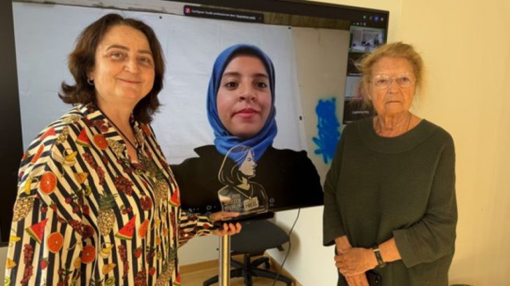 The 2026 Shireen Abu Akleh Prize was awarded to Palestinian journalist Zareefa Abou Qoura, based in Gaza. Photo: IFJ