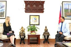 First Assistant Secretary of the South and Central Asia Division at the Department of Foreign Affairs and Trade (DFAT) of Australia Ms Sarah Storey meeting with Foreign Minister Shisir Khanal at Singha Durbar on Thursday, 23 July 2026.