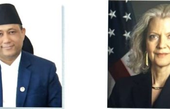 Portrait of Foreign Minister Shisir Khanal and US Under Secretary of State for Political Affairs Allison Hooker  
