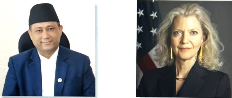 Portrait of Foreign Minister Shisir Khanal and US Under Secretary of State for Political Affairs Allison Hooker  