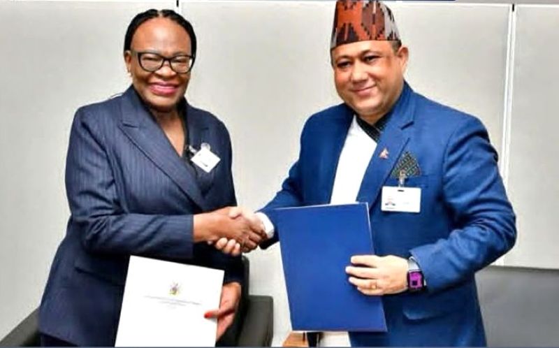 Foreign Minister Shisir Khanal and Ms. Selma Ashipala-Musavyi, Minister of International Relations and Trade of the Republic of Namibia signed a Joint Communiqué today September 25, 2026 establishing diplomatic relations between Nepal and Namibia in New York.