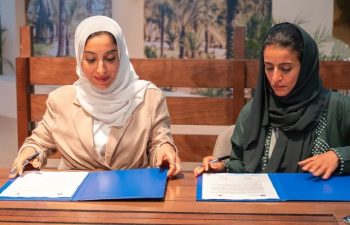 Minister of Tourism of Bahrain Her Excellency Fatima bint Jaafar Al Sairafi and Secretary-General of UN Tourism Her Excellency Shaikha Nasser Al Nuwais signing the agreement at the Arabian Travel Market 2026 in Dubai. UN Tourism Photo