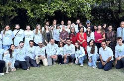 Chargé d'Affaires a.i. of the Embassy of Israel, Ms. Janan Bebar (seventh from left at the standing row) along with other Nepalese with the Israeli volunteers. Israel Embassy photo.